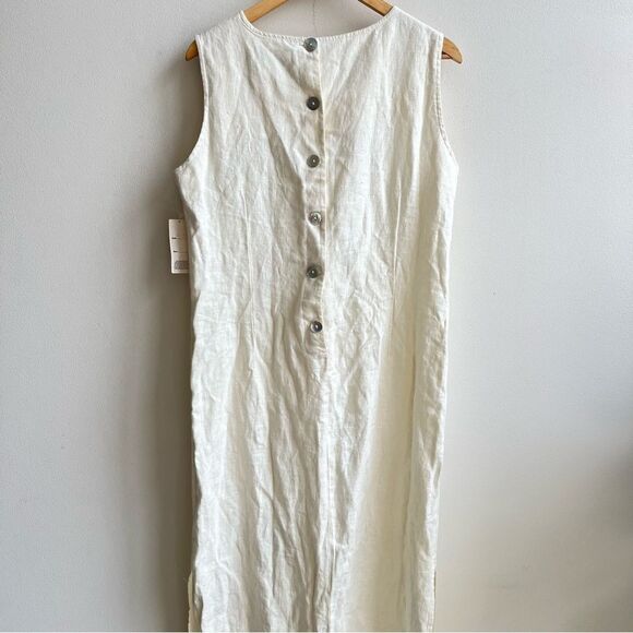 Positive Attitude Womens 100% Long Dress White Sz 2 Side Slits Sleeveless Boho - Picture 4 of 10